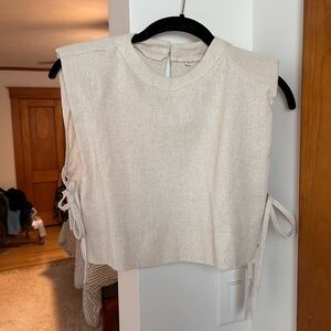 Linen Beige Sleeveless Top